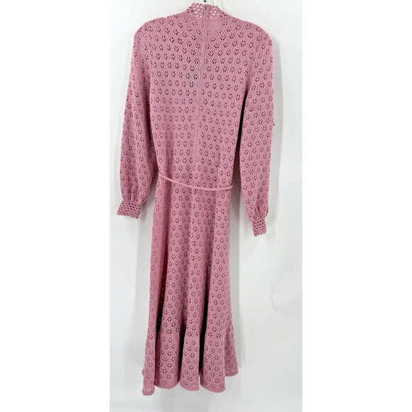 Vintage RARE GORGEOUS Miss Joann California Knit Crochet Pink Split Sleeve "10" - Picture 5 of 13